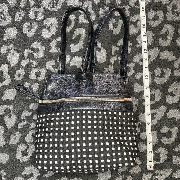 KARA Small Backpack in Black Grid Woven Pebble Leather - Picture 10 of 16
